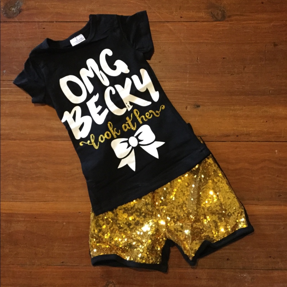 2pc Black and gold sequins outfit